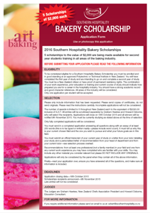 Bakery scholarship application